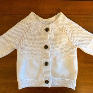 Hanna Andersson White Knit Cardigan (3-6m)